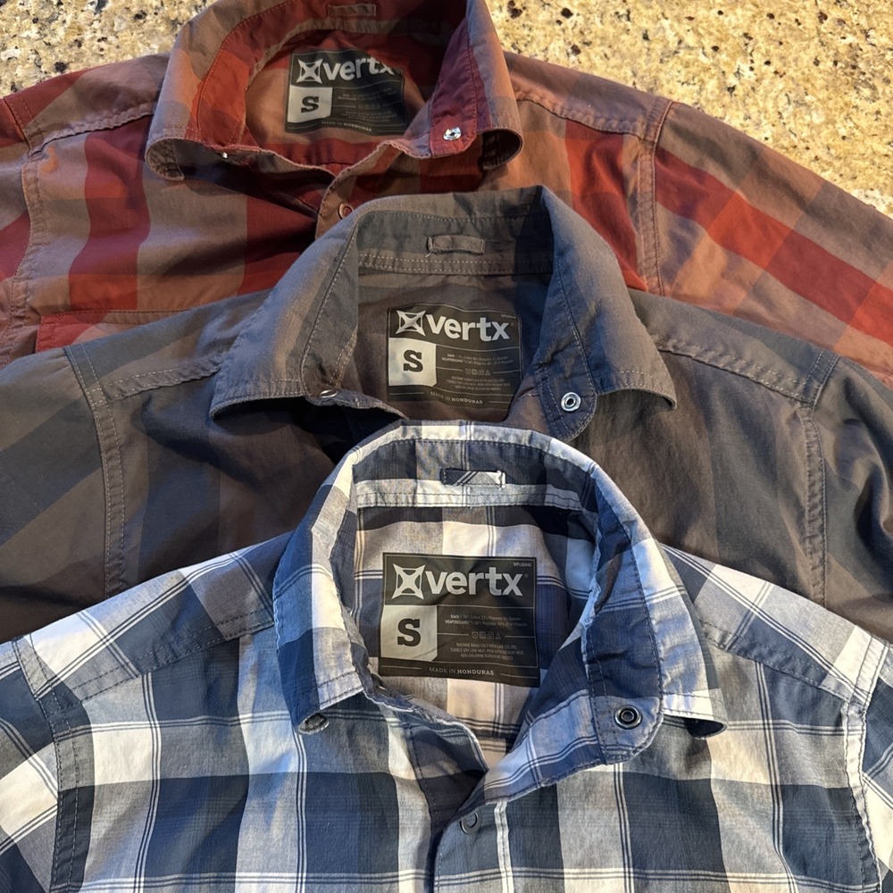 Lot of 3 Vertx Tactical Shirts Mens Small Short Sleeve Plaid CCW Speed Cutback